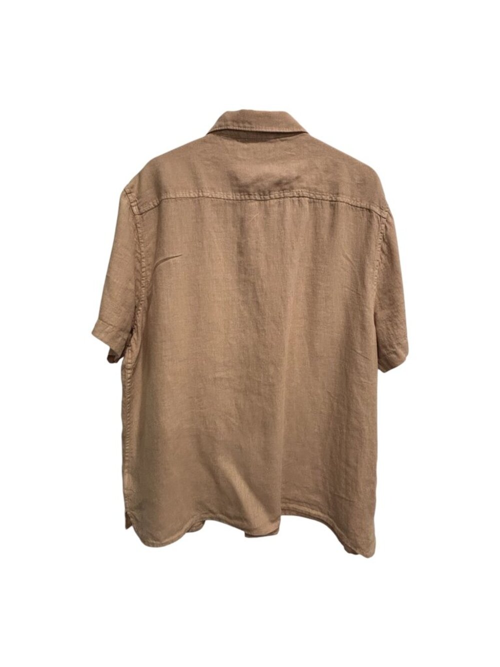 Lucky Brand 100% Linen Button Front Shirt Men’s XL Tan Short Sleeve Casual Beach - Picture 3 of 6